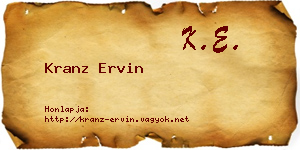 Kranz Ervin névjegykártya