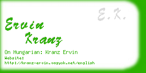 ervin kranz business card